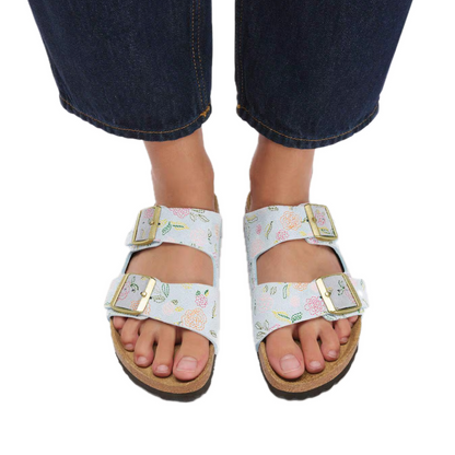 BIRKENSTOCK ARIZONA SUEDE LEATHER FLOWER PRINT (NARROW) WOMEN