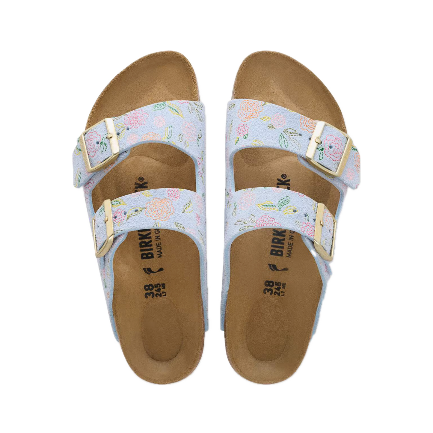 BIRKENSTOCK ARIZONA SUEDE LEATHER FLOWER PRINT (NARROW) WOMEN