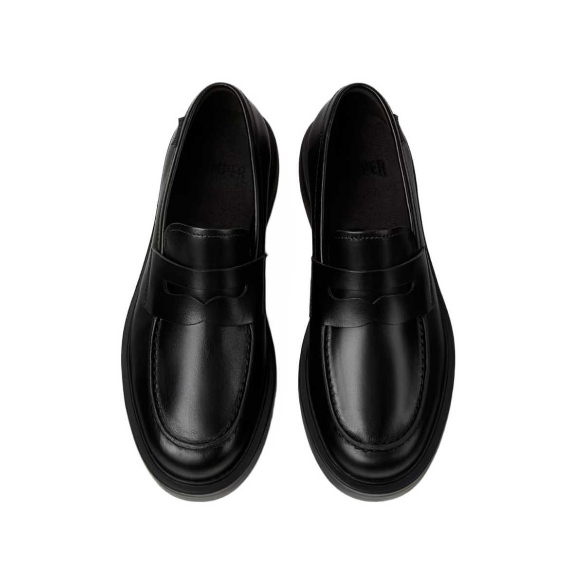 CAMPER K101045 DEAN BLACK LEATHER MOCCASINS MEN