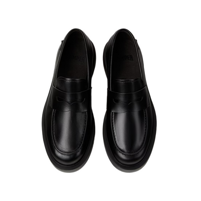CAMPER K101045 DEAN BLACK LEATHER MOCCASINS MEN