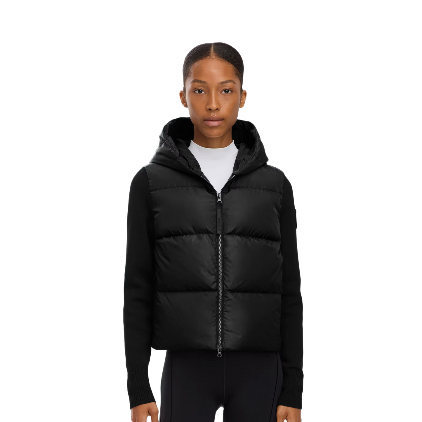 CANADA GOOSE HYBRIDGE WIDE QUILT KNIT HOODIE TONAL LABEL WOMEN