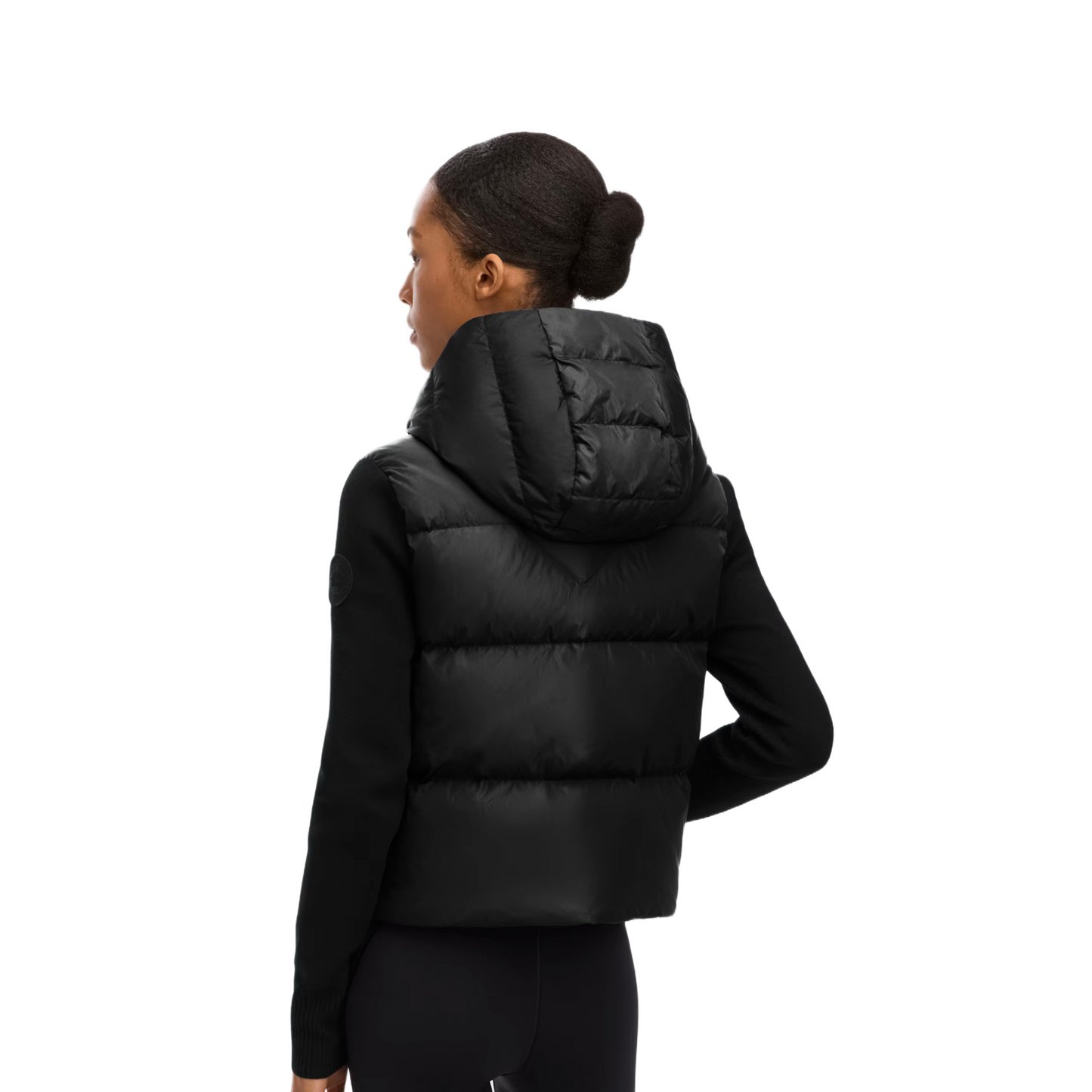 CANADA GOOSE HYBRIDGE WIDE QUILT KNIT HOODIE TONAL LABEL WOMEN