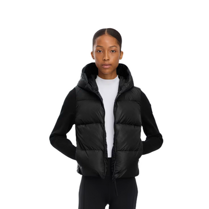 CANADA GOOSE HYBRIDGE WIDE QUILT KNIT HOODIE TONAL LABEL WOMEN