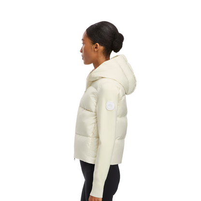 CANADA GOOSE HYBRIDGE WIDE QUILT KNIT HOODIE TONAL LABEL WOMEN