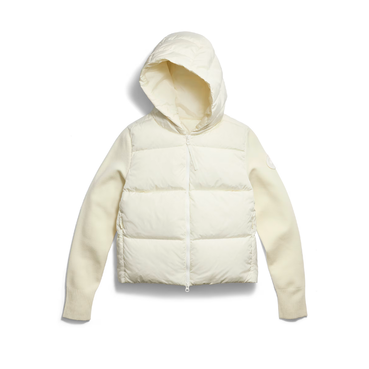CANADA GOOSE HYBRIDGE WIDE QUILT KNIT HOODIE TONAL LABEL WOMEN