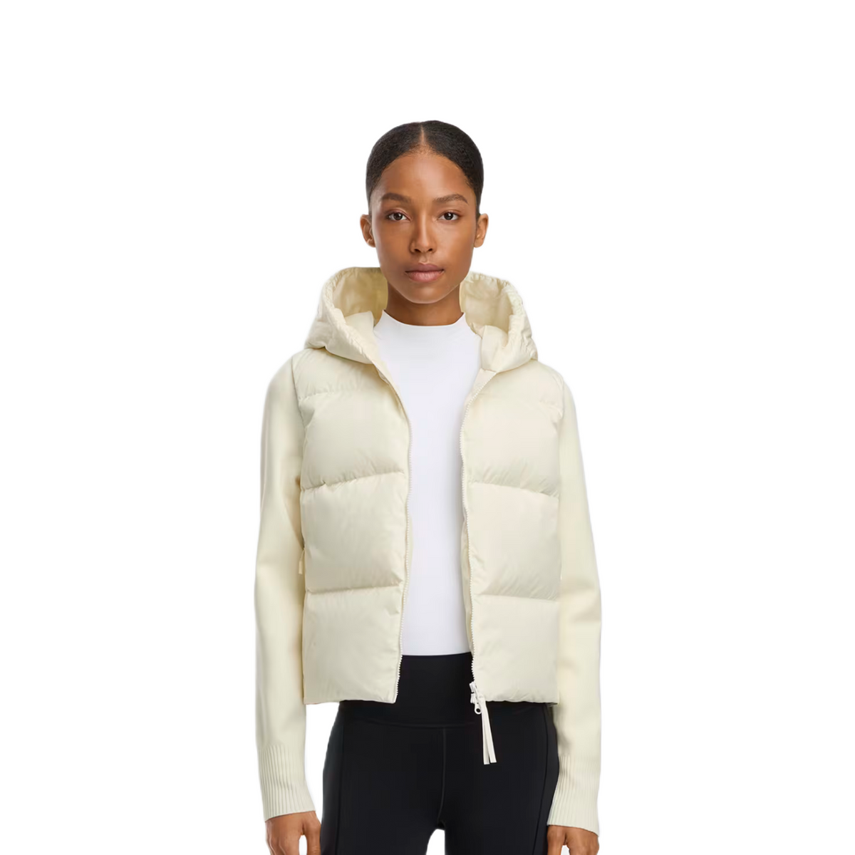 CANADA GOOSE HYBRIDGE WIDE QUILT KNIT HOODIE TONAL LABEL WOMEN
