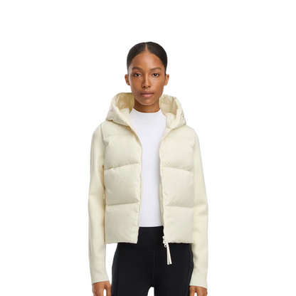 CANADA GOOSE HYBRIDGE WIDE QUILT KNIT HOODIE TONAL LABEL WOMEN