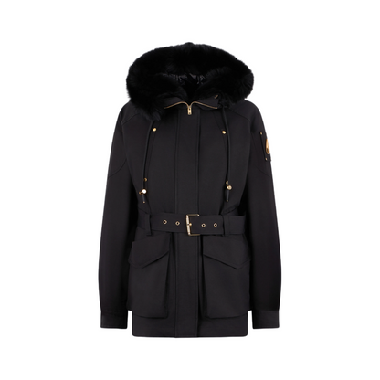 MOOSE KNUCKLES GOLD SERIES NOVA SHEARLING TRIM JACKET WOMEN