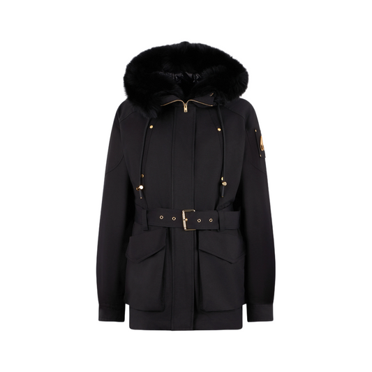 MOOSE KNUCKLES GOLD SERIES NOVA SHEARLING TRIM JACKET WOMEN
